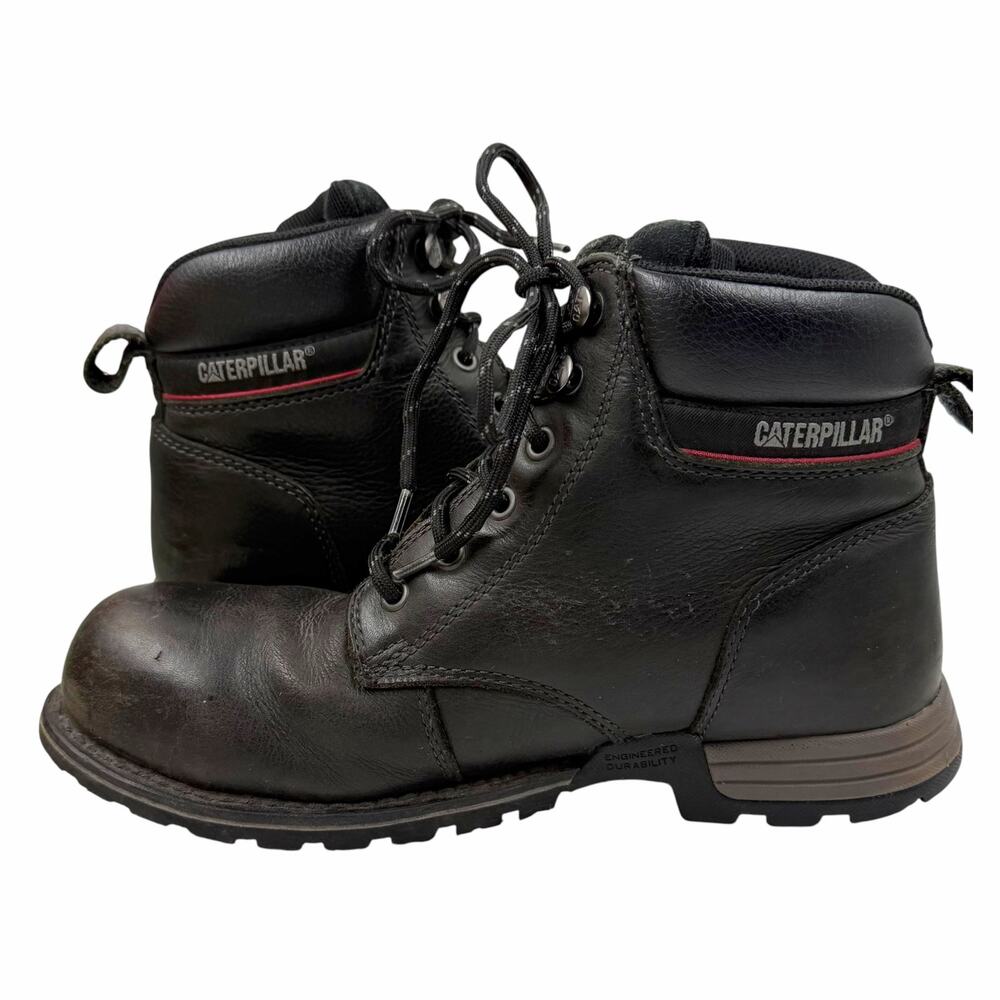 CAT Caterpillar Women's Freedom Steel Toe Black Leather Work Boots Size 9 Grunge